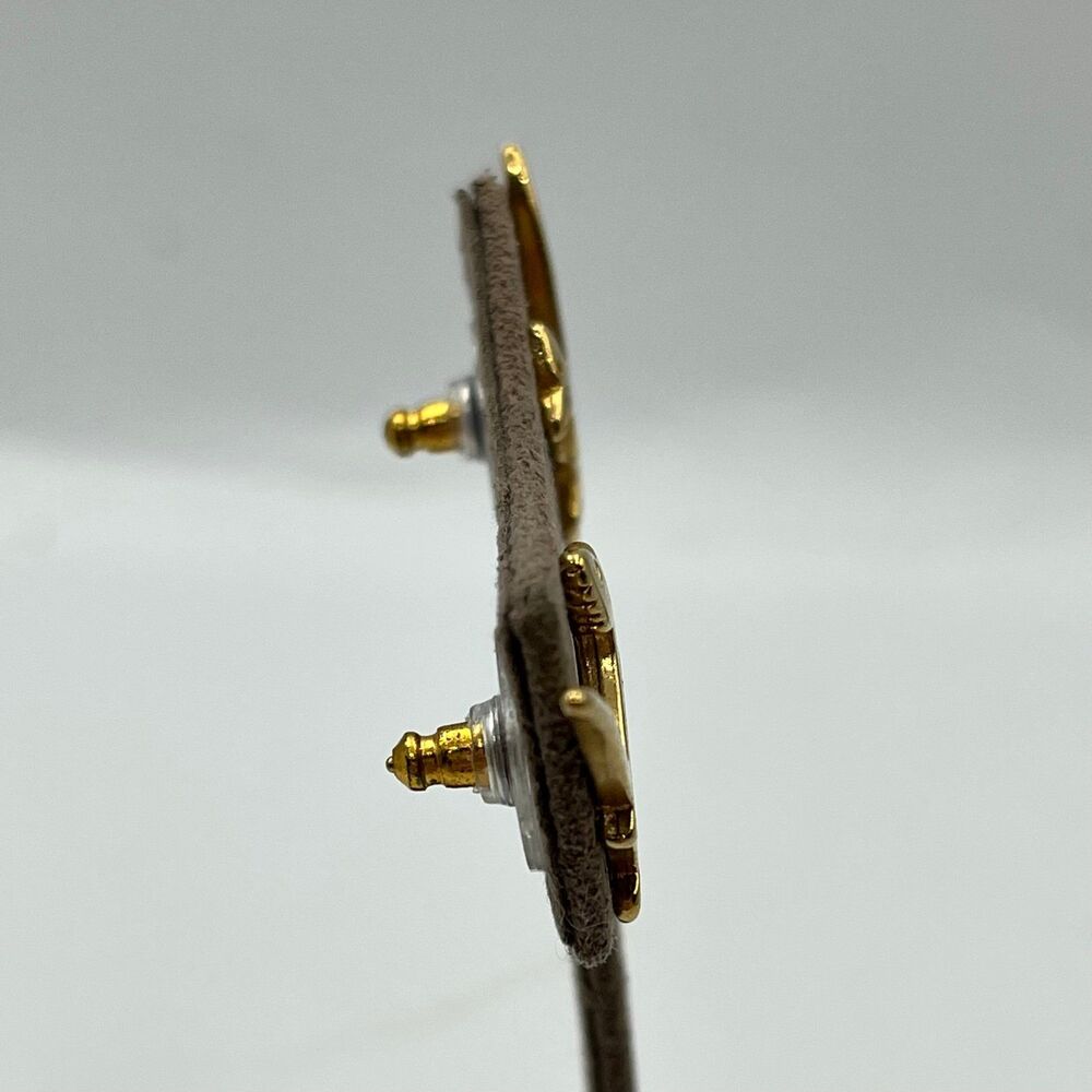 Vintage gold tone roadrunner turquoise pierced Earrings - Picture 4 of 6